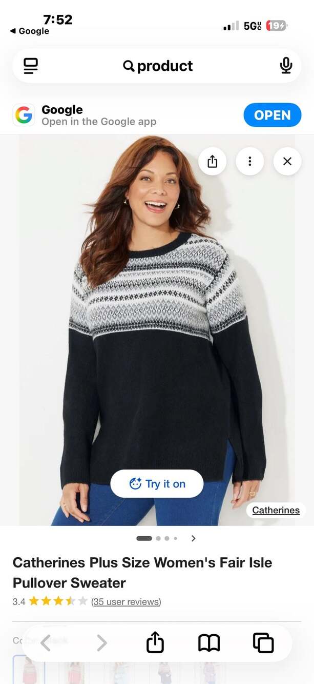 Catherines Plus Size Women's Fair Isle Pullover Sweater